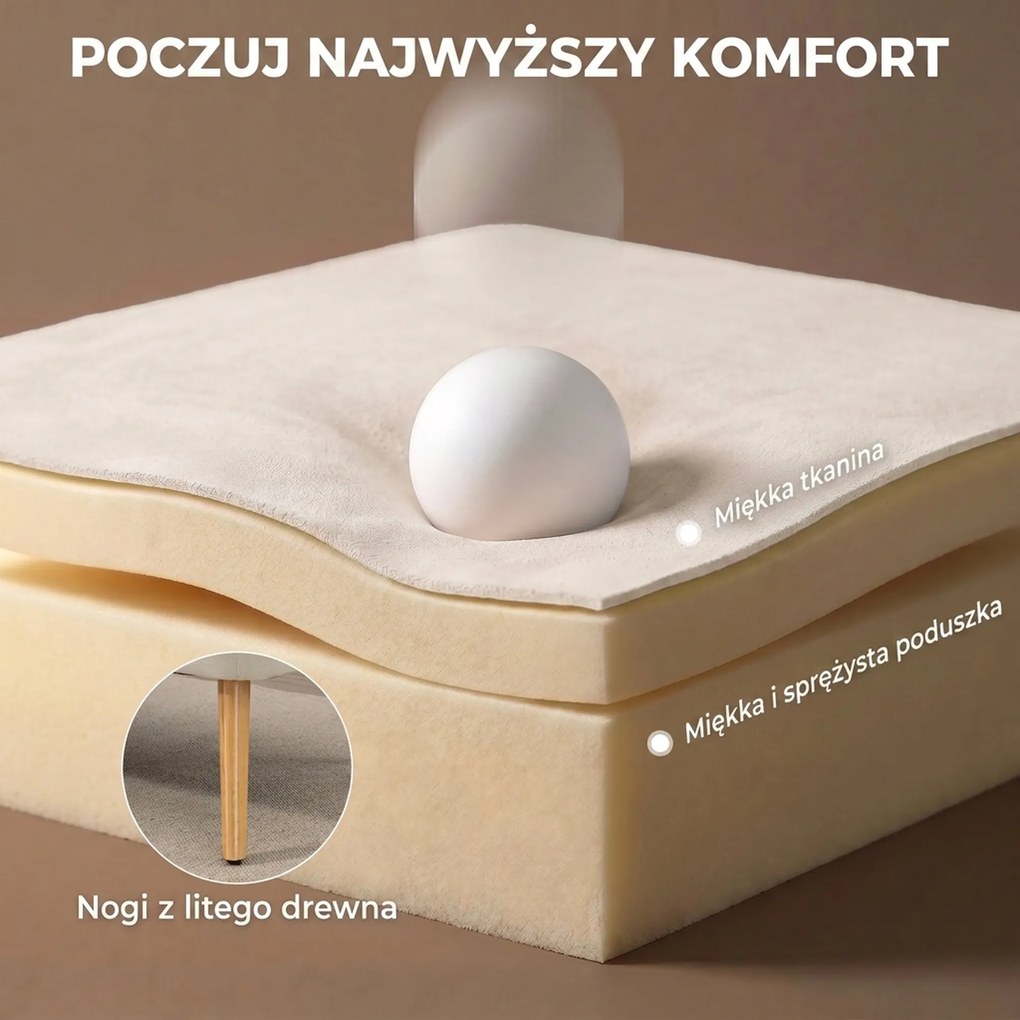 HOMCOM sofa dwuosobowa retro kremowa biała wygodna kanapa do salonu z drewnianymi nogami tapicerowana | Aosom PL
