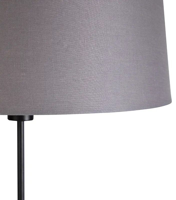 Lampa stojąca czarna z abażurem z ciemnoszarego lnu 45 cm - Parte klasyczny/Antyczny Oswietlenie wewnetrzne