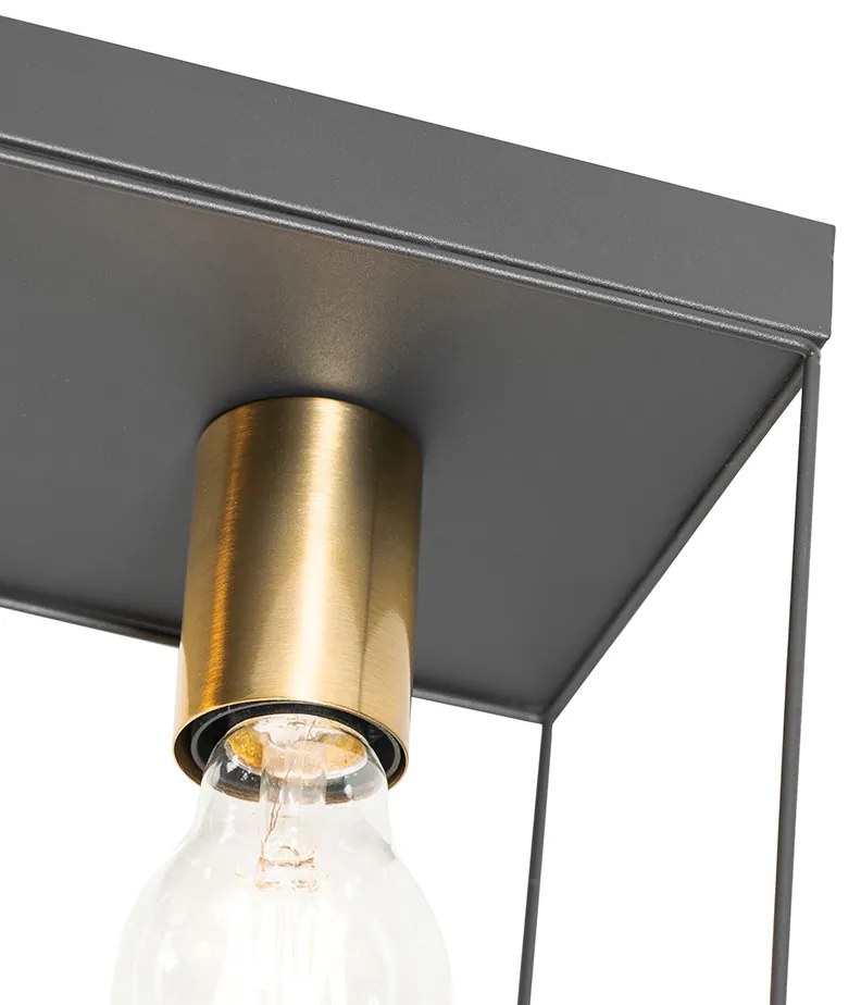 Minimalistyczna lampa sufitowa czarna ze złotem 4-światłowa - Kodi Nowoczesny Oswietlenie wewnetrzne