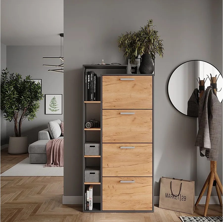 Wywrotka do butów złoty dąb power/antracyt 80x24.2x166.1 orlando