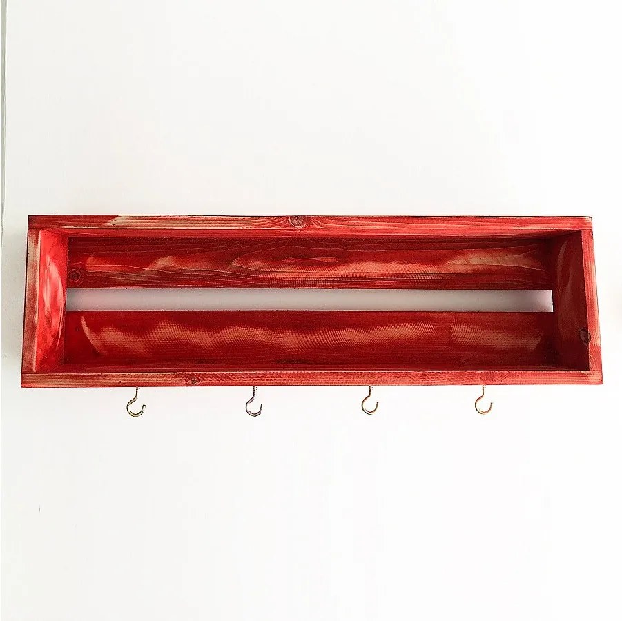 Półka kuchenna – 70 cm x 21 cm x 10 cm – czerwona – drewno jodłowe