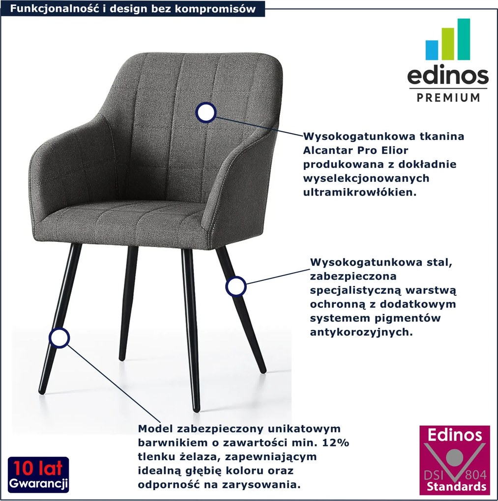 Zestaw 4 grafitowych krzeseł tapicerowanych - Cormelis 3X