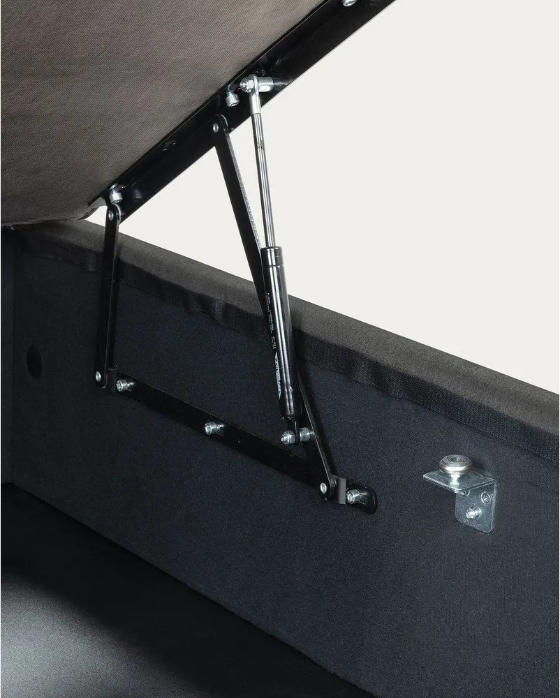 Czarne tapicerowane łóżko jednoosobowe ze schowkiem 90x190 cm Matters – Kave Home