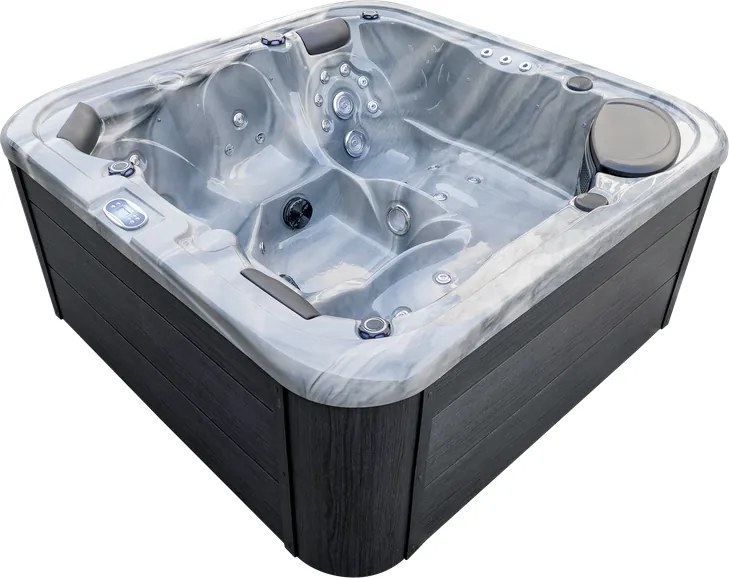 JACUZZI OGRODOWE WANNA SPA 5-OSOBOWA WHITE OBUDOWA ANTRACYT 195x195 CM