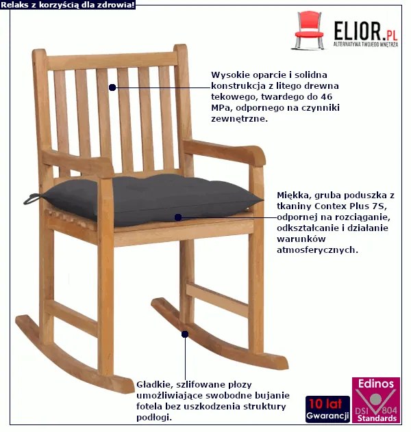 Drewniany fotel bujany na balkon antracyt D4-B02