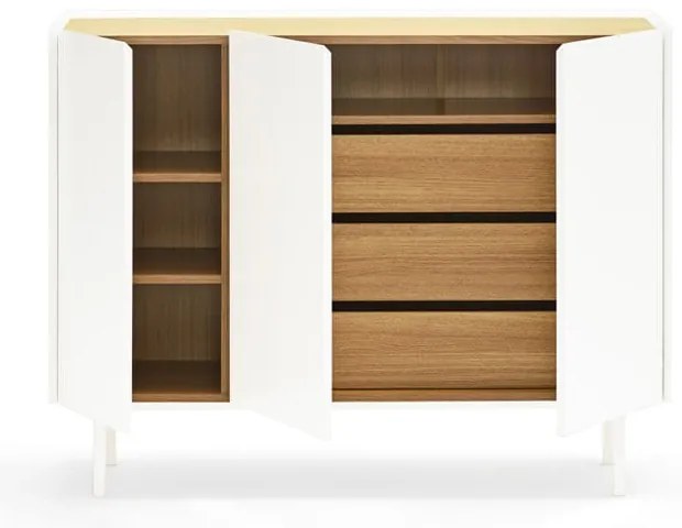 Biała niska komoda w dekorze dębu 110x85 cm Arista – Teulat