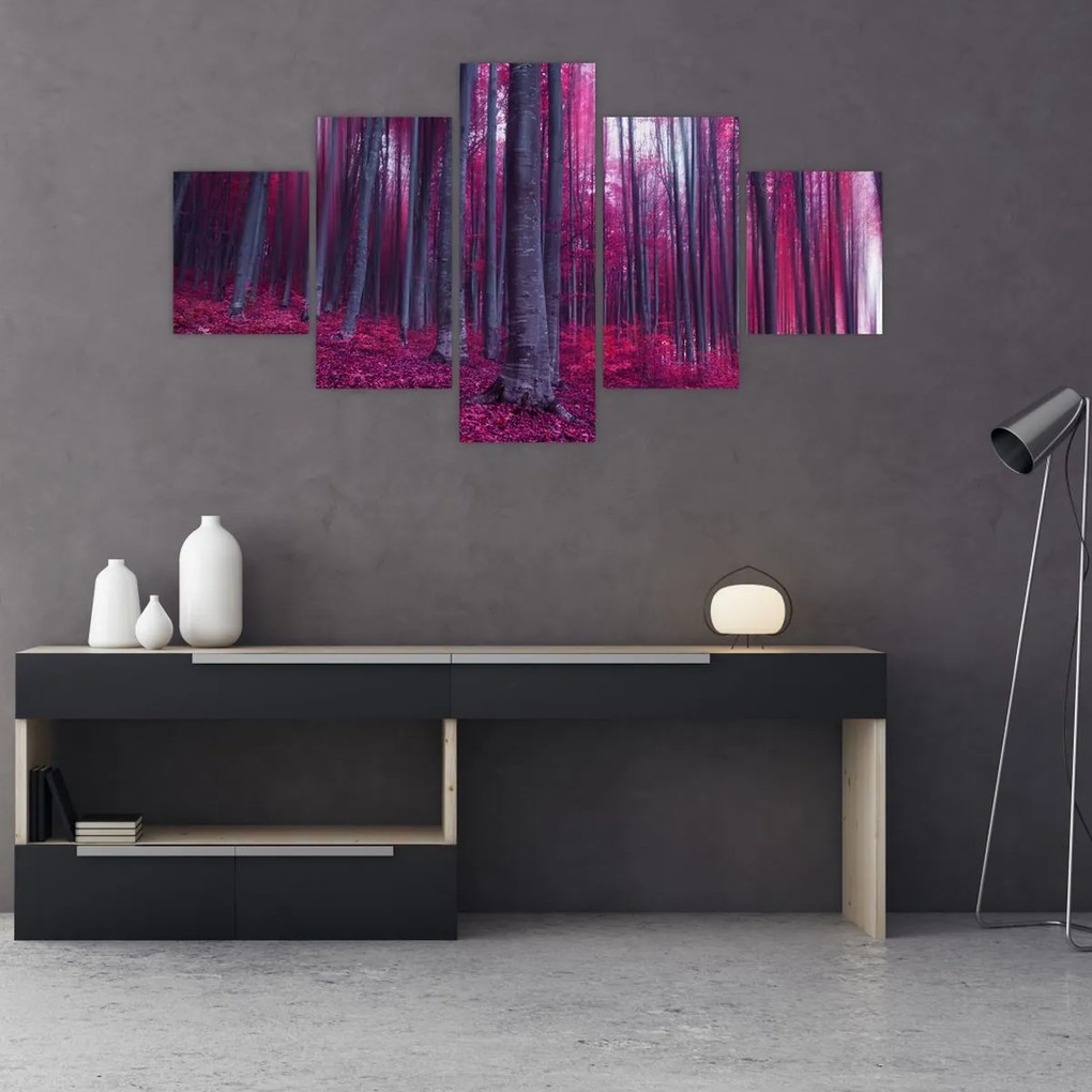 Obraz różowego lasu (125x70 cm)