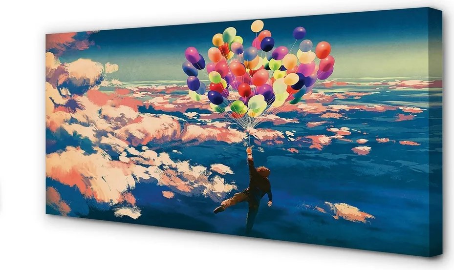 Obraz drukowany na płótnie Balony na Niebie z Chmurami