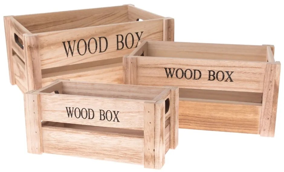 Drewniane pojemniki zestaw 3 szt. w naturalnym kolorze 30x20x15 cm Wood Box – Dakls