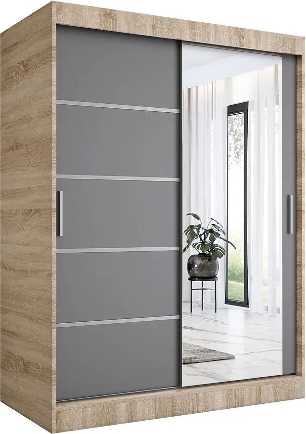 Szafa przesuwna 150 cm dąb sonoma + antracyt E2-D83