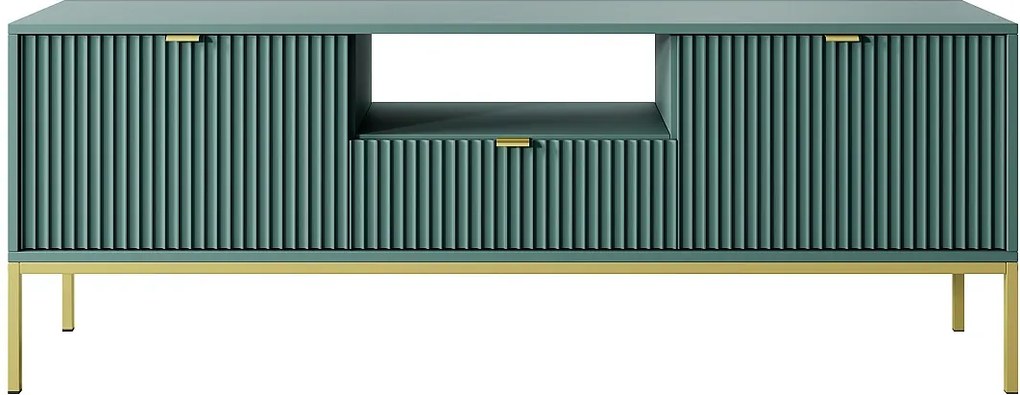 Szafka RTV: 1 szuflada, 2 drzwi, labrador, złota, 154 x 56 x 39 cm, złote uchwyty