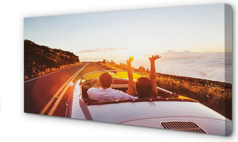 Obraz drukowany na płótnie Droga, Auto i Ludzie