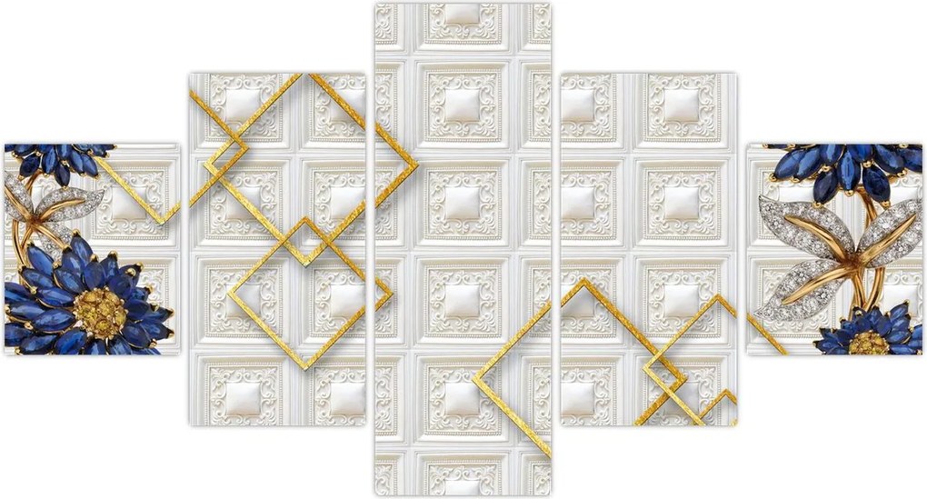Obraz - Diamentowe kwiaty (125x70 cm)