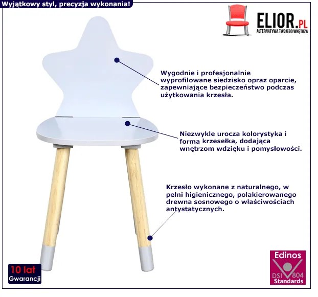 Szare krzesło dziecięce gwiazda K9-L24