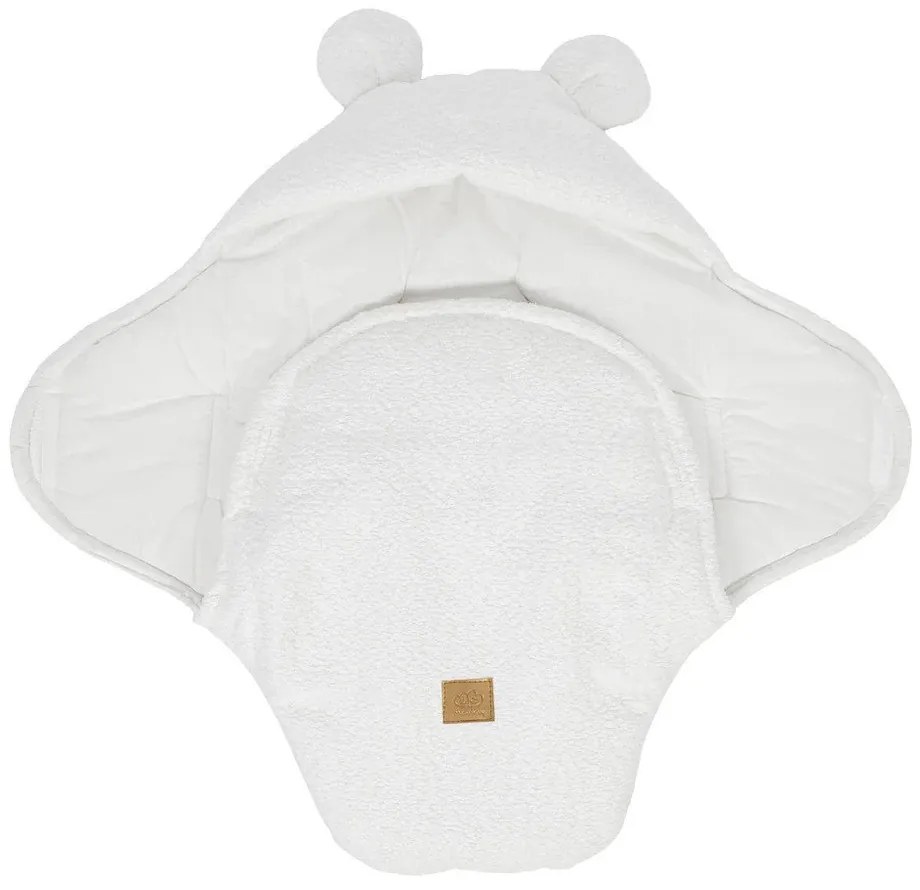 Biały rożek niemowlęcy z materiału bouclé 45x80 cm – Meowbaby