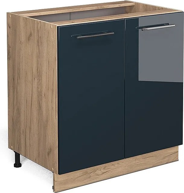 Szafki kuchenne ciemnoniebieski wysoki połysk 80x51.6x82 fame-line