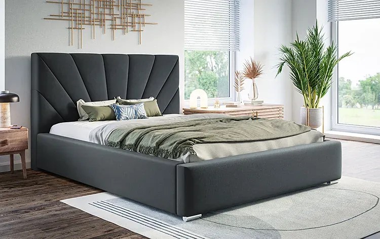 Dwuosobowe łóżko z zagłówkiem 160x200 Lenar 3X - 36 kolorów