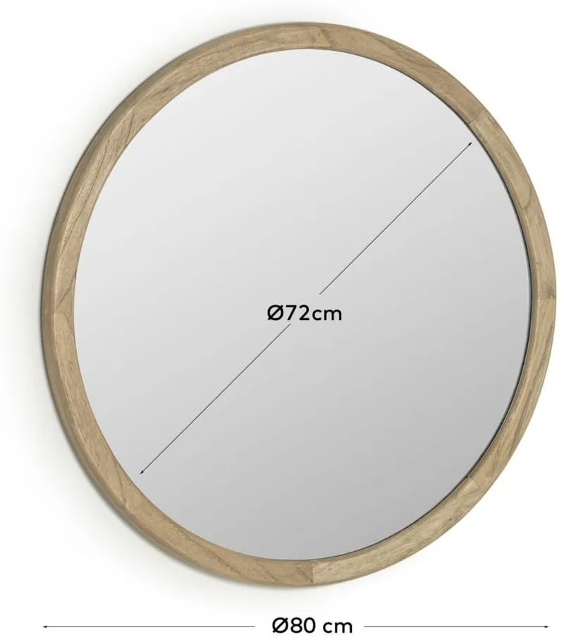 Lustro ścienne z drewnianą ramą ø 80 cm Alum – Kave Home