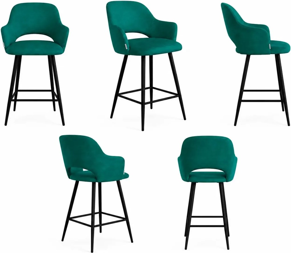 Hoker Milano krzesło barowe tkanina Welur podstawa metalowa : Kolor nogi - Czarna stożek, Kolor tkaniny - VELVET - MG20, Typ siedziska - Siedzisko obrotowe 360°