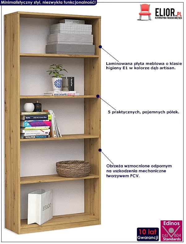 Industrialny regał do salonu Fawios 3X - dąb artisan
