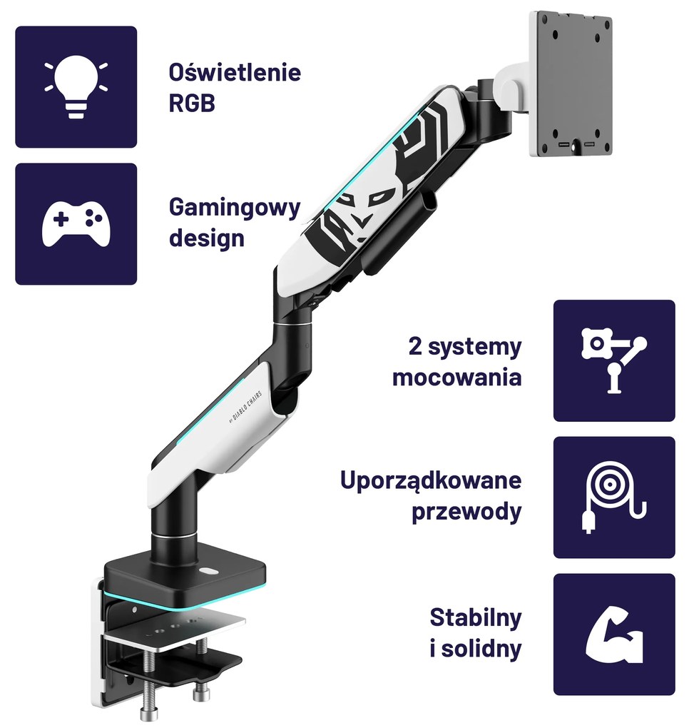 Uchwyt na monitor LED RGB X-Arm
