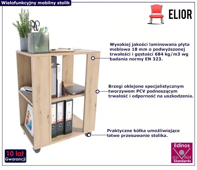 Mobilna szafka pod drukarkę dąb artisan - Mosum