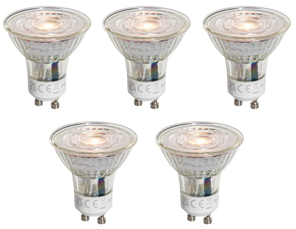 Set van 5 GU10 50mm LED lampen helder 4.5W 360 lm 2700K