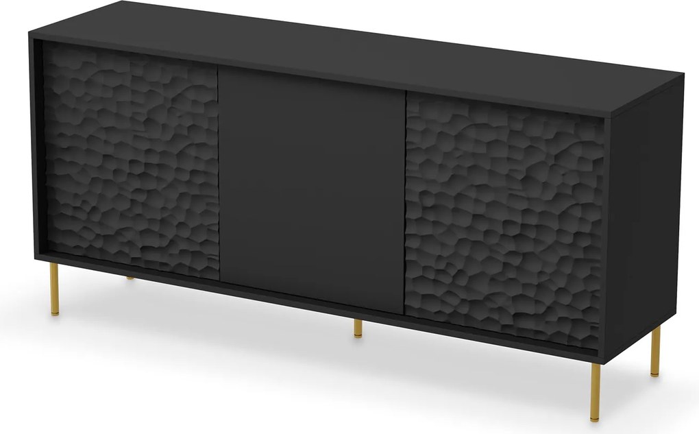 Czarna nowoczesna komoda z frontami 3d H5-P94