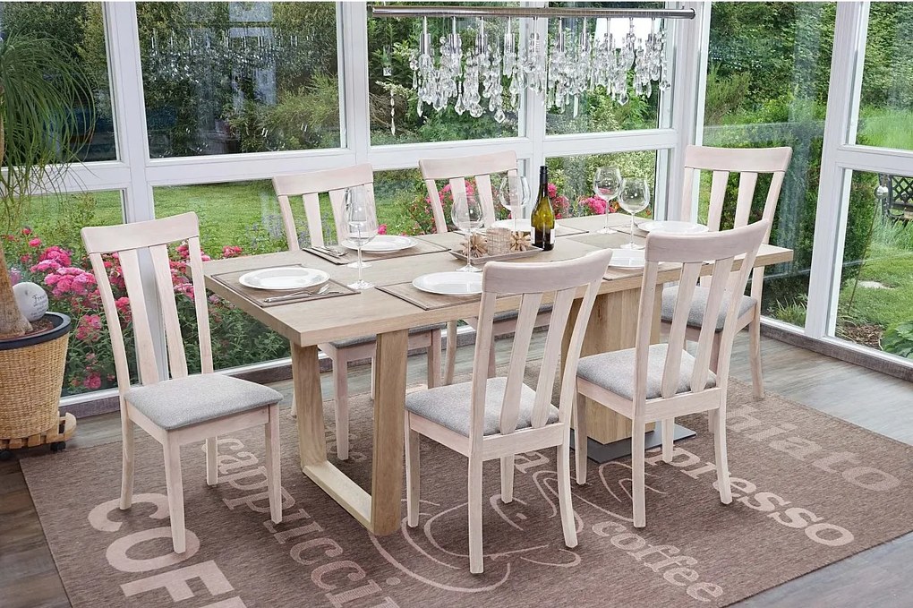 Krzesło do jadalni MCW-G46 (zestaw 6 sztuk),  jasna rama, szare