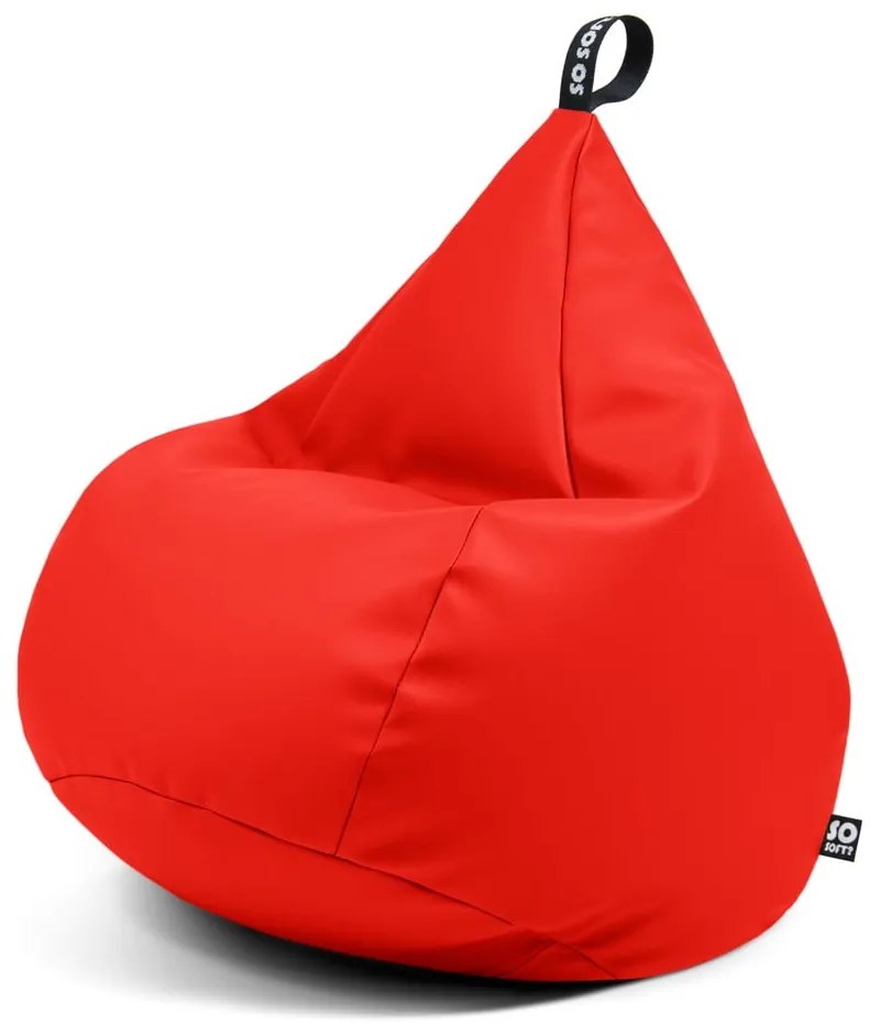 Czerwony worek do siedzenia z imitacji skóry Drop XL – So Soft?