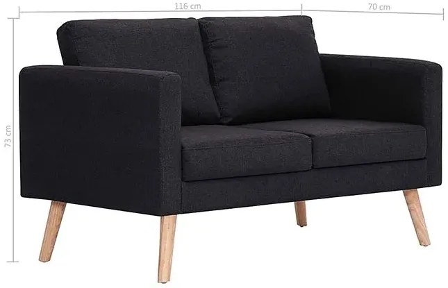Dwuosobowa czarna kanapa C7-M80
