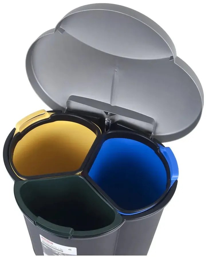Plastikowy kosz na śmieci segregowane na pedał 17+17+6 l Trio – Curver