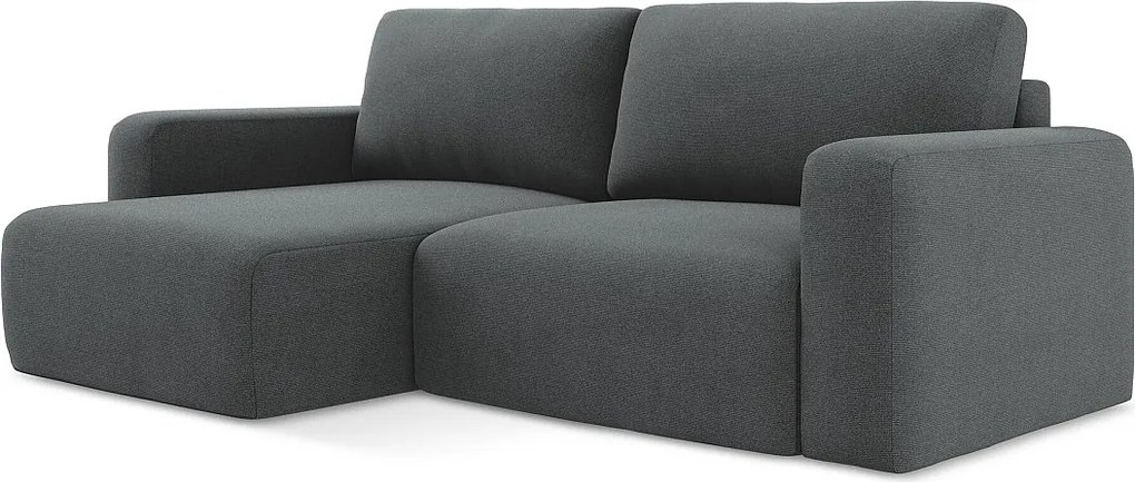 Narożnik lewostronny z funkcją spania - z tkaniny strukturalnej - szary - KONA