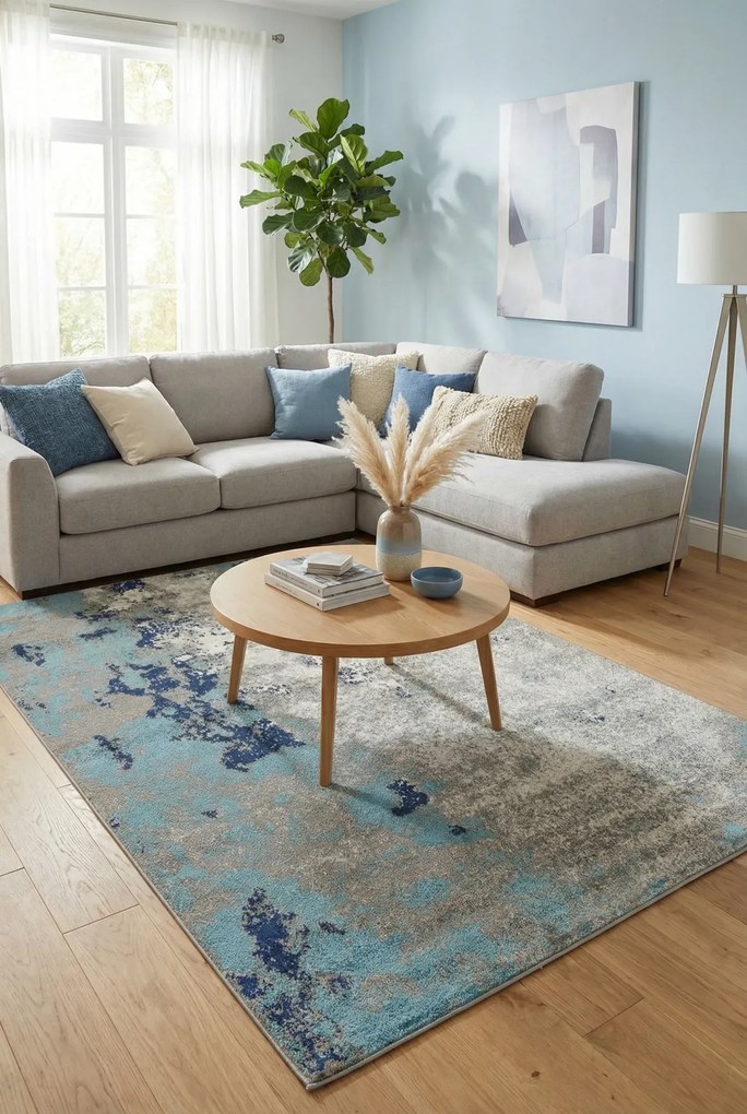 Turkusowy dywan prostokątny przecierany P9-K41