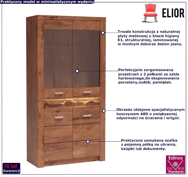 Witryna do salonu jesion jasny - Filin 4X