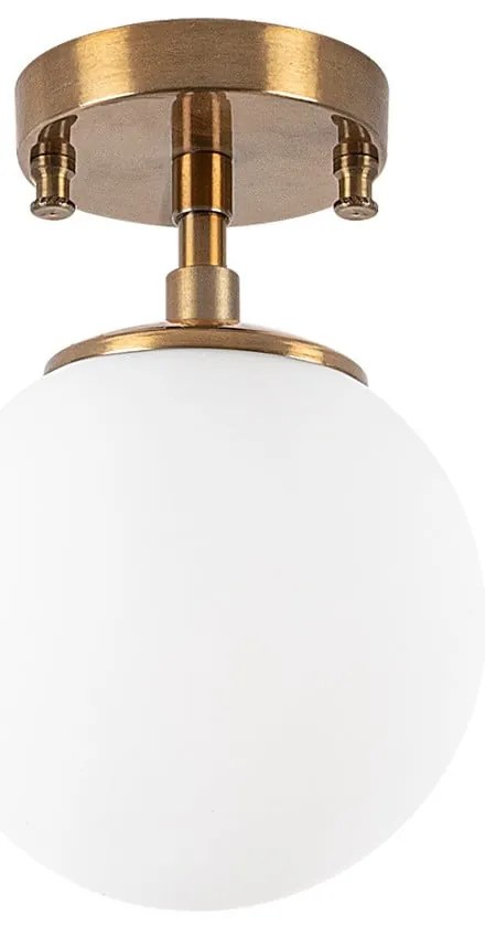 Biała/w kolorze mosiądzu lampa sufitowa ze szklanym kloszem ø 15 cm Atmaca – Opviq lights