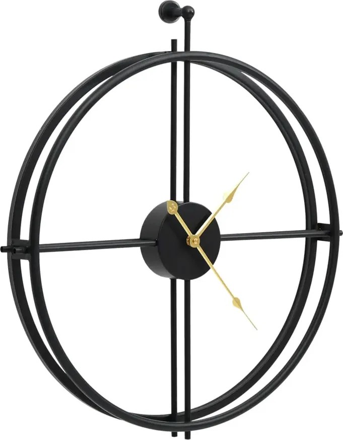 Czarny elegancki zegar ścienny ze złotymi wskazówkami 52 cm K4-G37