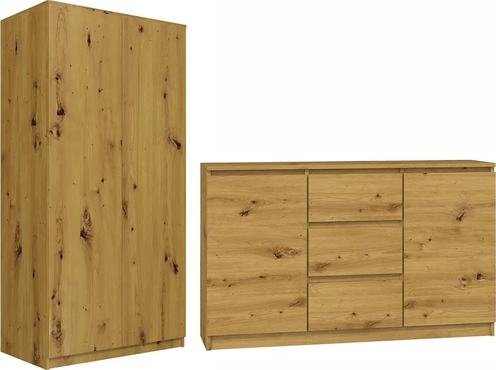Zestaw Szafa Z Komodą Dąb Artisan Z0-Z39