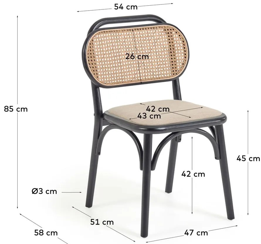 Czarno-beżowe krzesło Doriane – Kave Home