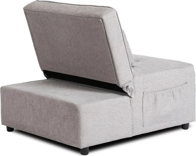 Fotel Wypoczynkowy Rozkładany IBERIS 67 cm Szary Tapicerowany Nowoczesny