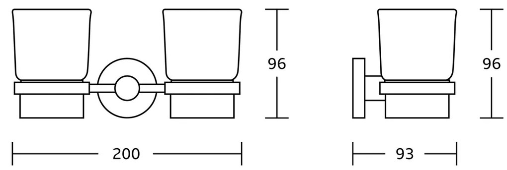 AQUALINE SB105 Samba podwójny uchwyt na kubek, szkło mleczne