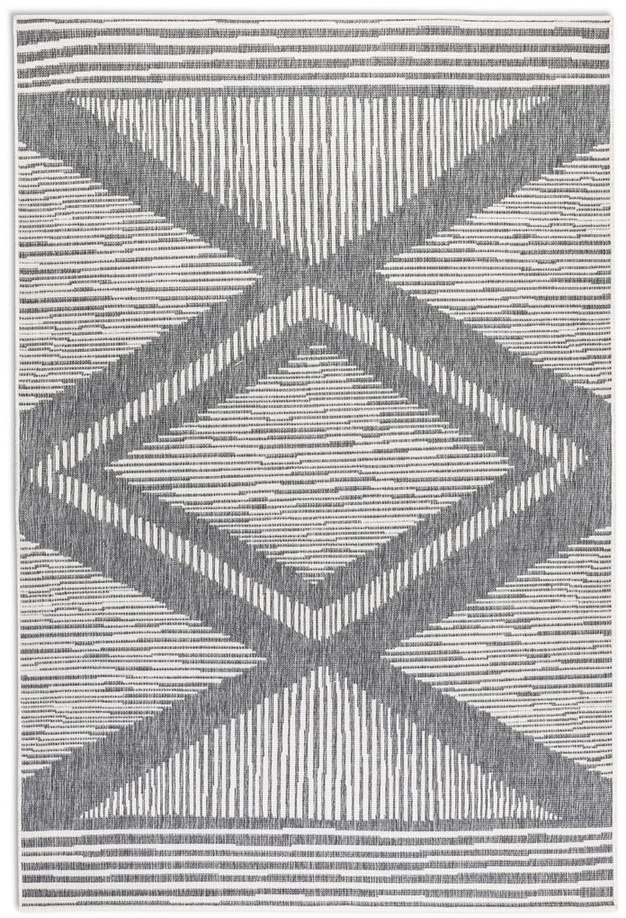 Dywan dwustronny zewnętrzny Gemini romby szaro-kremowy 80 cm x 150 cm
