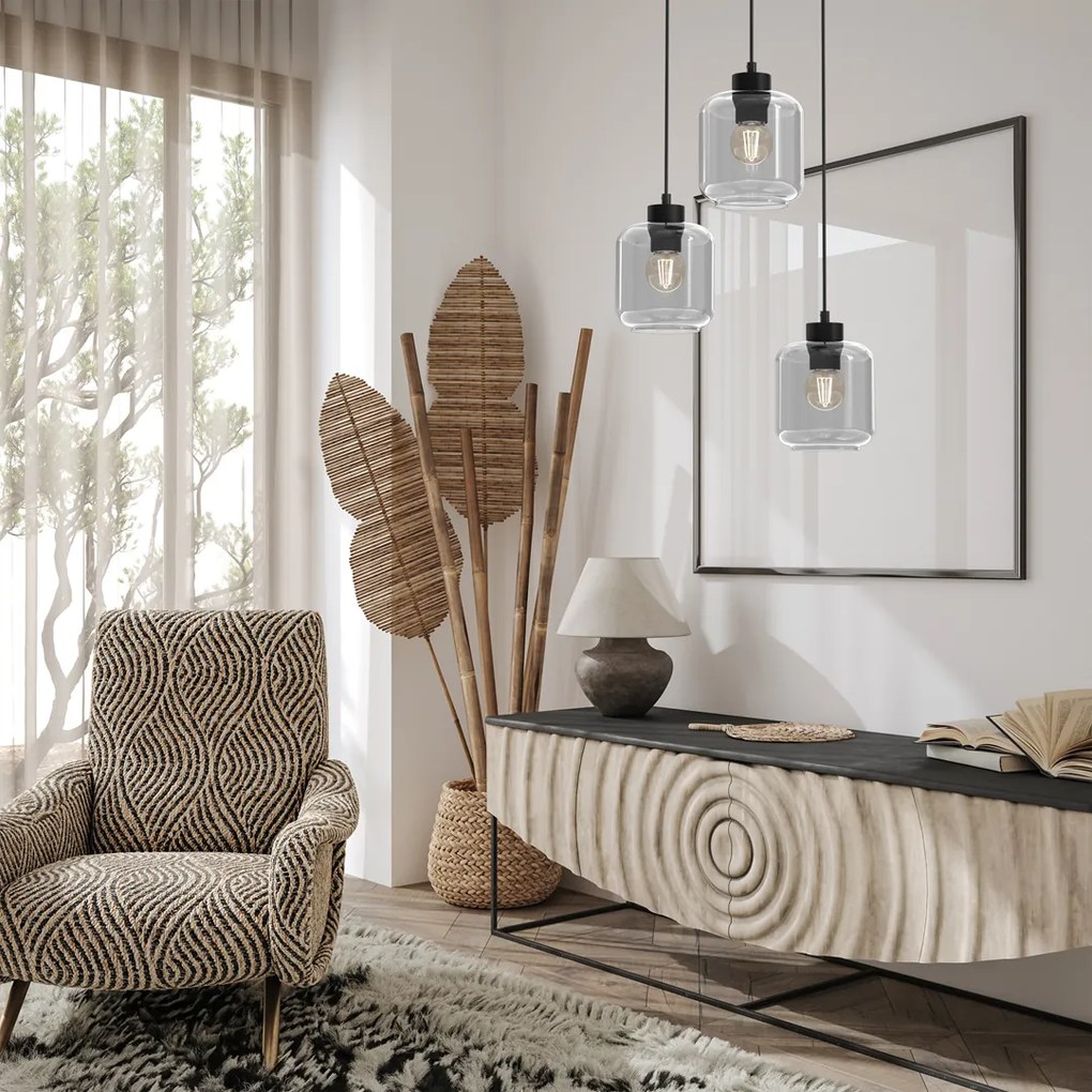 Lampa wisząca SOMBRA SMOKED 3xE27, potrójna, 3 klosze, na kole