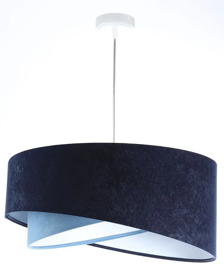 Granatowo biała lampa wisząca welurowa EX994 R4-Z11