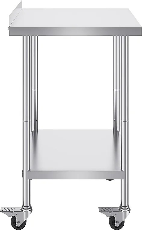 Stół Roboczy SucceBuy Stół Roboczy ze Stali Nierdzewnej 60.96 x 76.2 cm, Komercyjny Stół do Przygotowywania Żywności z Kółkami
