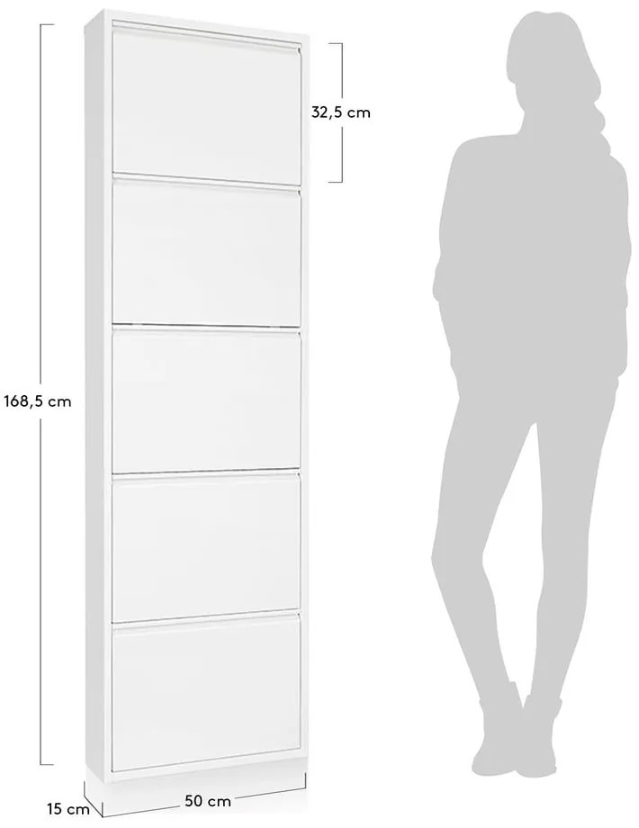 Biała metalowa uchylna szafka na buty 50x169x15 cm Ode – Kave Home