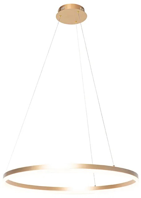 Designerska lampa wisząca złota 80 cm z wbudowanym LED o 3 stopniach ściemniania - AnelloDesignerski Oswietlenie wewnetrzne