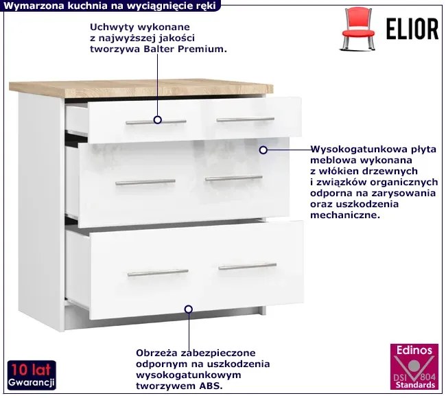 Dolna szafka kuchenna w kolorze biały połysk - Cortez 8X