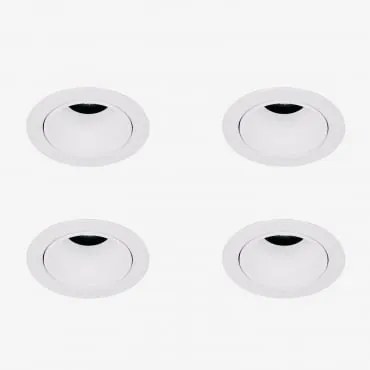 Pack 4 Wbudowanych Downlightów Led Z Okrągłymi Ramkami Ø5 Cm Z Aluminium Luisiana Biała & Białe Zimne Światło 4000k & 3 W & 38º - Sklum