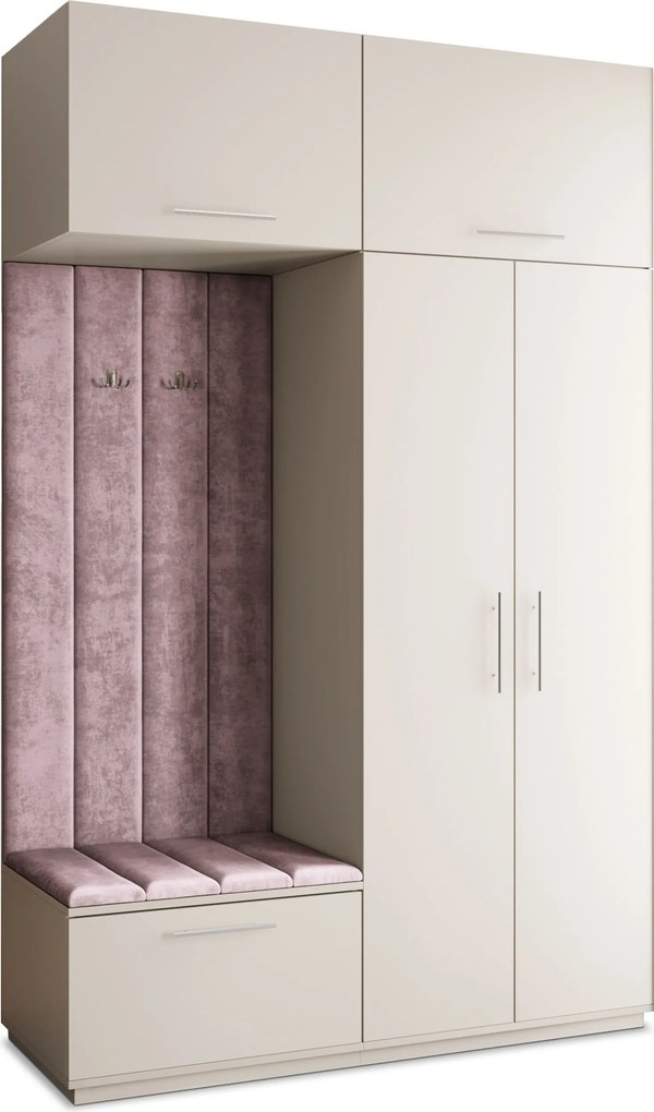 Masseno Garderoba REMA 150/240/60 cm Nowoczesna Szafa do Przedpokoju Kaszmir, MONOLITH 62 (Wrzosowy)